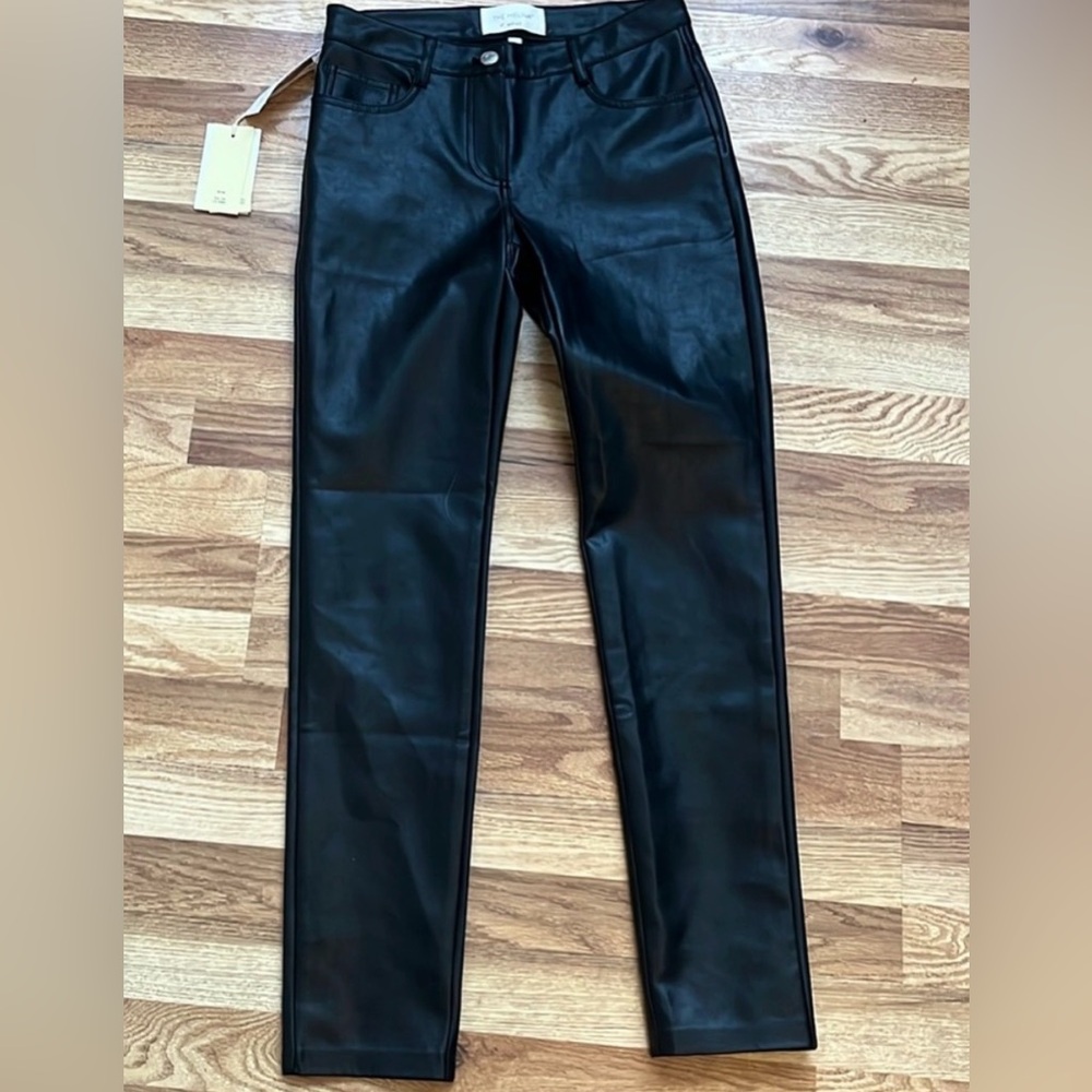 Wilfred Faux Leather Straight Leg Pants in Black